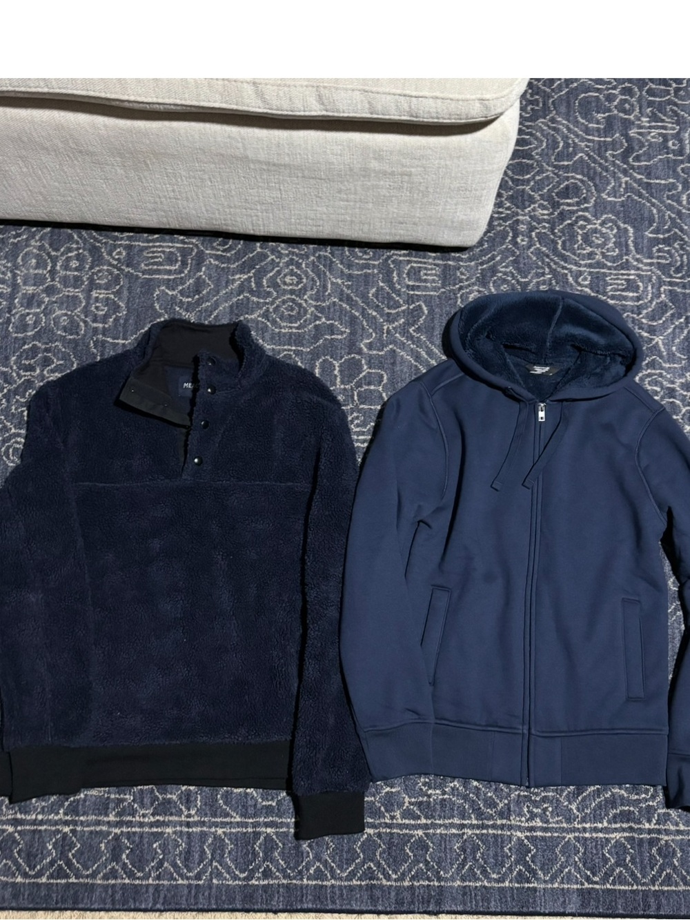Men's Navy Sherpa Pullover & Navy Zip Hoodie Duo